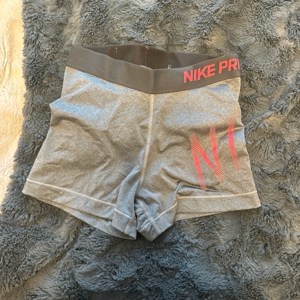 Nike Women's Gray and Pink Athletic Shorts